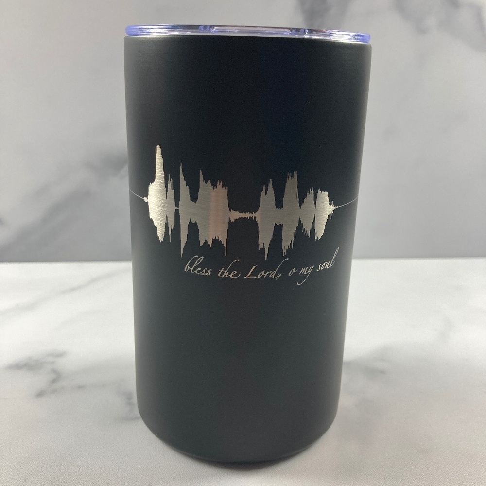Bless The Lord Tumbler 12 oz Black Stainless Insulated Christian Coffee Mug